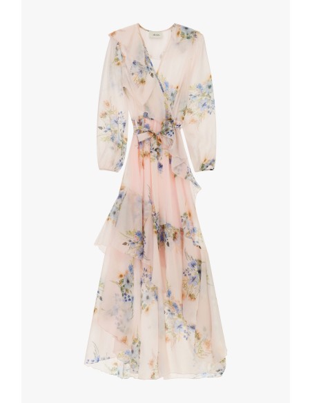 Lange jurk met bloemenprint en volant Dixie