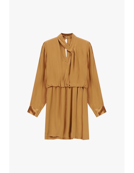 Robe courte à encolure croisée et manches longues Dixie