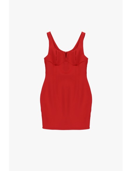 Korte jurk met gestructureerde bustier en Dixie-schouderbandjes