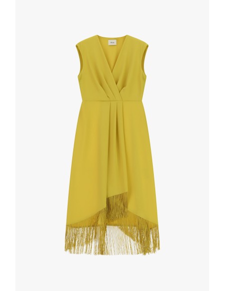 Dixie - Robe midi à encolure en V et franges
