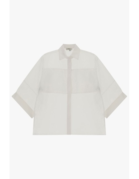 Chemise transparente oversize à manches trois-quarts Dixie