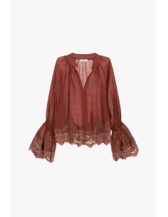 Transparante blouse met wijde mouwen en kant Dixie