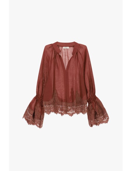 Transparante blouse met wijde mouwen en kant Dixie