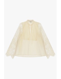 Ruime blouse met kanten mouwen en knoopdetail Dixie
