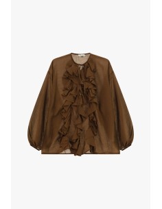 Blouse ample à manches longues et volants sur le devant Dixie 2