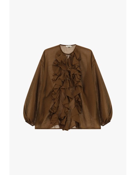 Blouse ample à manches longues et volants sur le devant Dixie