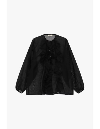 Blouse ample à manches longues et volants sur le devant Dixie