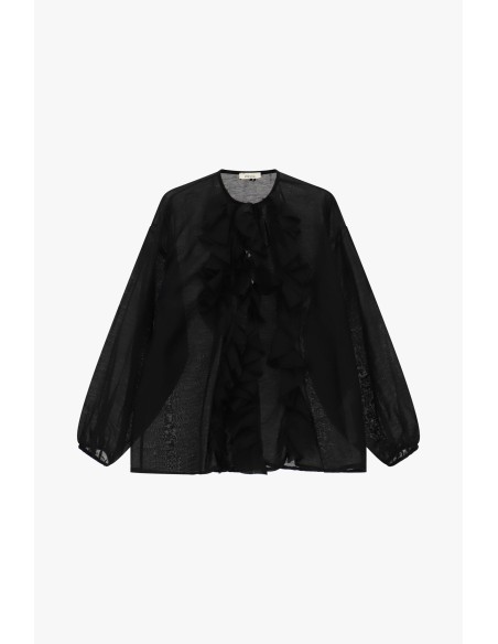Blouse ample à manches longues et volants sur le devant Dixie