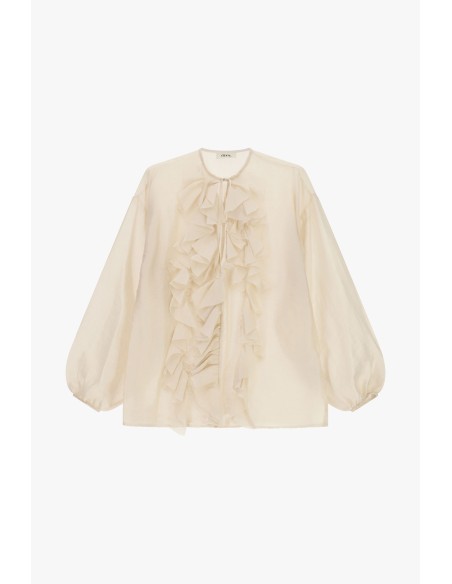 Blouse ample à manches longues et volants sur le devant Dixie