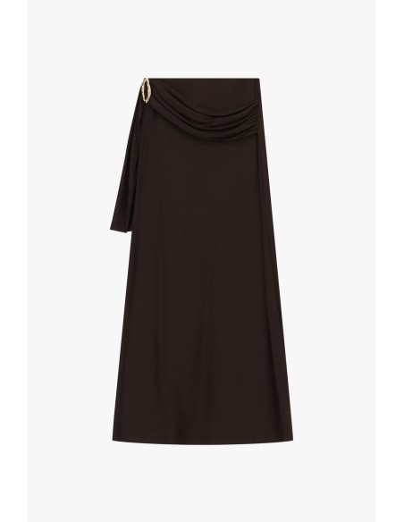 Dixie midi-rok met drapering en juweeldetail