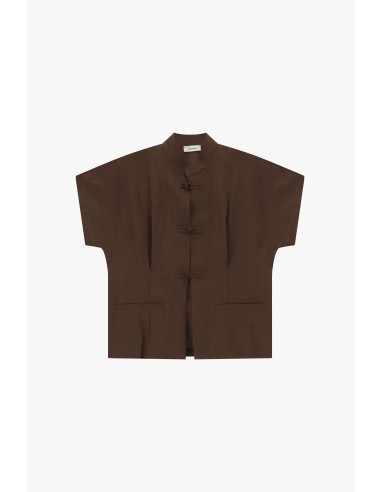 Korte blouse met knoopsluiting en borstzakken Dixie