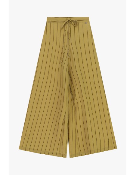 Pantalon palazzo à fines rayures et ceinture à nouer Dixie
