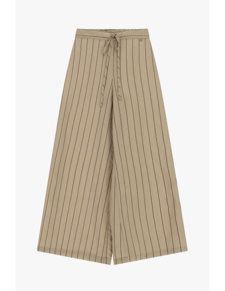 Pantalon palazzo à fines rayures et ceinture à nouer Dixie