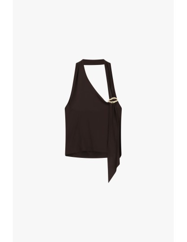 Top asymétrique avec détail broche dorée Dixie
