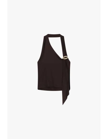 Top asymétrique avec détail broche dorée Dixie
