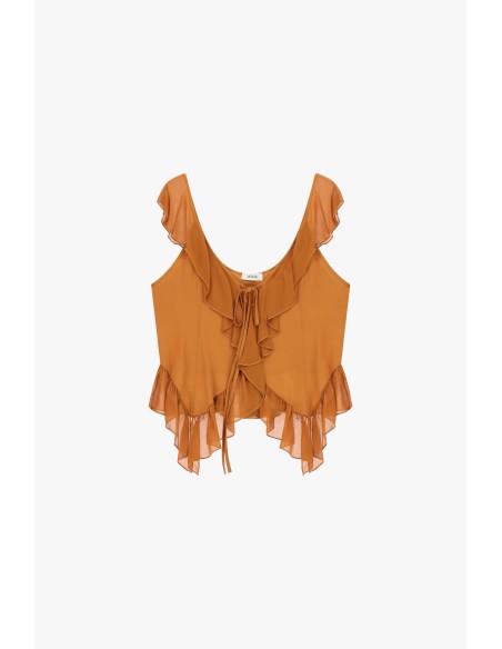 Top à volants et large décolleté noué Dixie