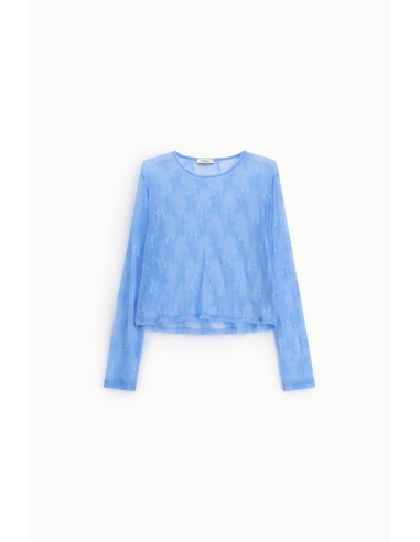 Top transparent à manches longues avec broderie florale Dixie