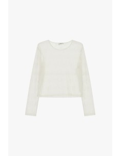 Top transparent à manches longues avec broderie florale Dixie