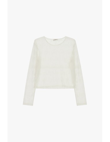 Top transparent à manches longues avec broderie florale Dixie