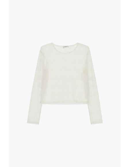 Top transparent à manches longues avec broderie florale Dixie