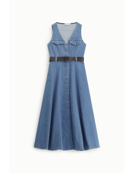Robe midi évasée avec poches sur le devant et ceinture Please