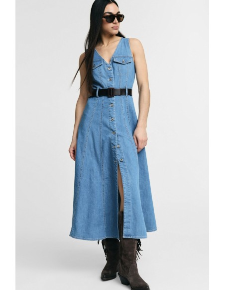 Robe midi évasée avec poches sur le devant et ceinture Please