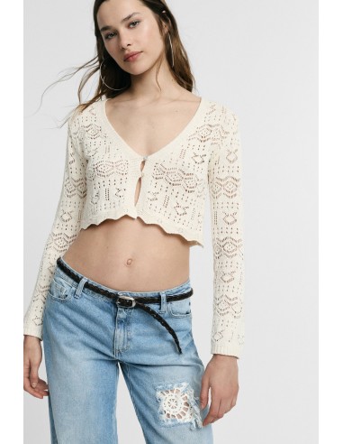Kort geperforeerd vest met lange mouwen Please