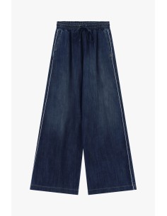 Wide leg-jeans met elastische tailleband en trekkoord in de taille Please 2