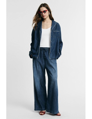 Jean wide leg avec élastique et cordon de serrage à la taille s'il vous plaît