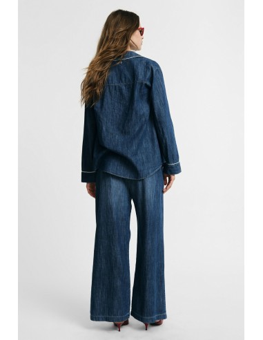 Jean wide leg avec élastique et cordon de serrage à la taille s'il vous plaît