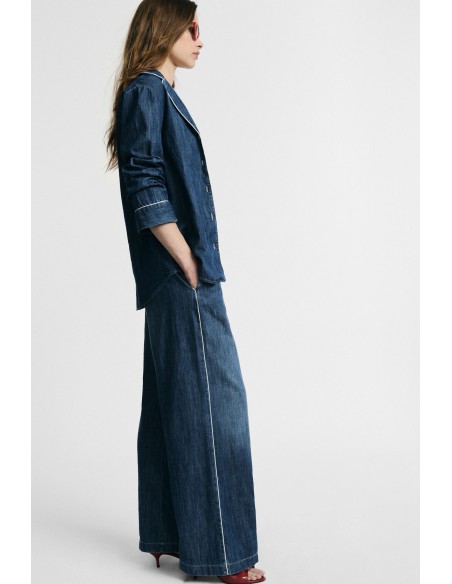 Jean wide leg avec élastique et cordon de serrage à la taille s'il vous plaît
