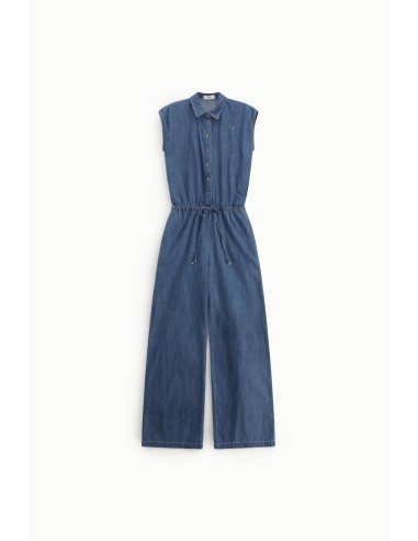 Lange jumpsuit met trekkoord en knopen aan de voorkant, alstublieft