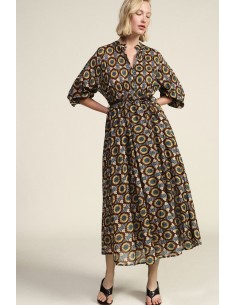 Lange jurk met geometrische print en ceintuur Dixie