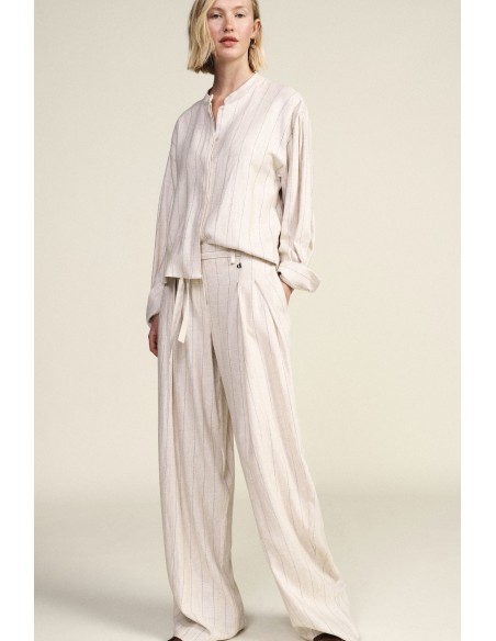 Pantalon palazzo rayé avec ceinture à nouer Dixie