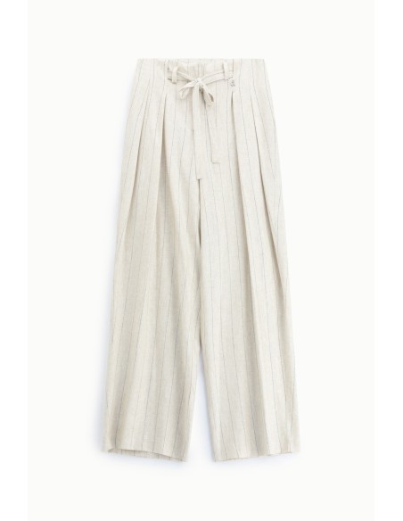 Pantalon palazzo rayé avec ceinture à nouer Dixie