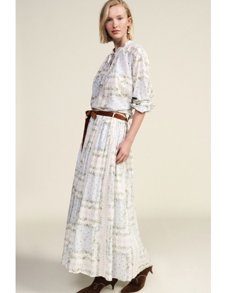 Jupe plissée à imprimé floral avec ceinture à nœud Dixie