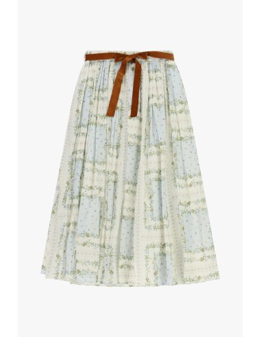 Dixie geplooide rok met bloemenprint en strikceintuur