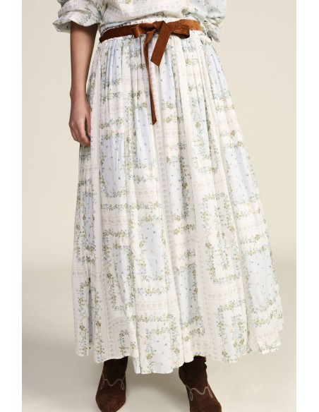 Jupe plissée à imprimé floral avec ceinture à nœud Dixie