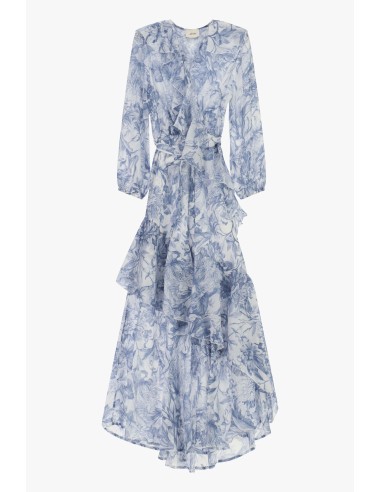 Robe longue à imprimé floral et volants asymétriques Dixie