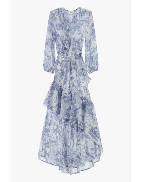 Robe longue à imprimé floral et volants asymétriques Dixie