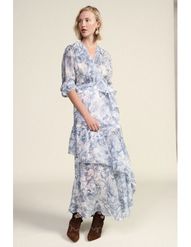 Lange jurk met bloemenprint en asymmetrische ruches Dixie