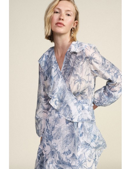 Robe longue à imprimé floral et volants asymétriques Dixie