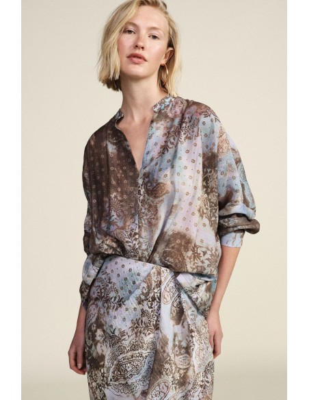 Blouse ample à motif cachemire, col rond Dixie