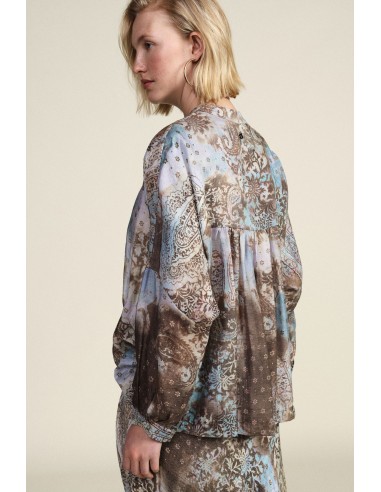 Ruime paisleyblouse met ronde hals Dixie