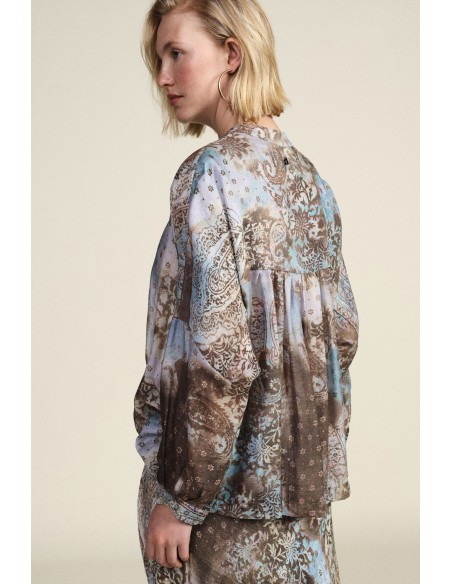 Blouse ample à motif cachemire, col rond Dixie