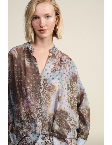 Ruime paisleyblouse met ronde hals Dixie