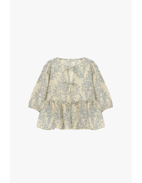 Dixie fantasieblouse met wijde mouwen en volant