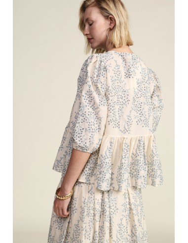 Blouse fantaisie à manches amples et à volants Dixie