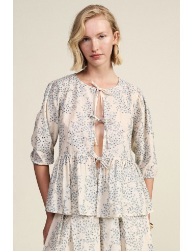 Blouse fantaisie à manches amples et à volants Dixie