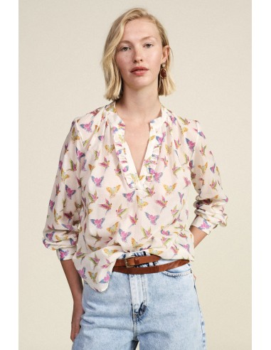 Blouse fantaisie avec col volant et manches longues Dixie
